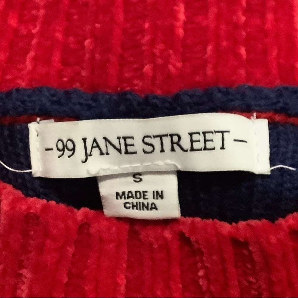 Festive Holiday Blue Sweater with Red and Green Accents - Picture 3 of 5